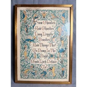Vintage Ghoulies and Ghosties Scottish Prayer Framed Art Illumination Monsters